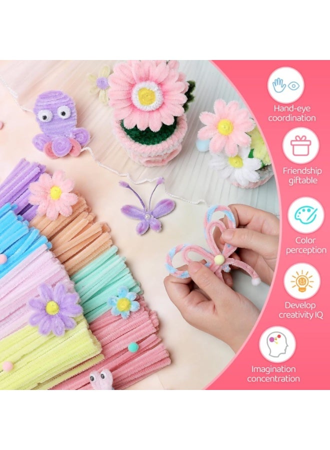 FAYET 100Pcs Pastel Pipe Cleaners Craft Supplies, Macaron Chenille Stems for DIY Art, Kids Crafts, School Projects and Decorations - Image 3